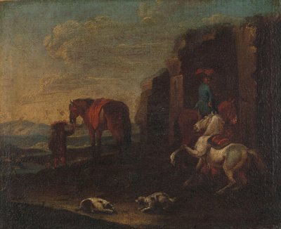 Travellers by a Ruin by Anonymous