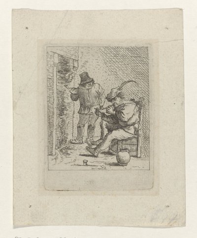 Two Farmers Smoking by a Hearth by Anonymous