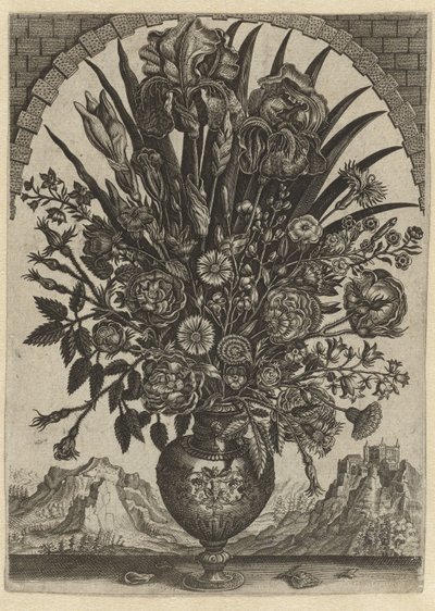 Vase with Flowers in an Arched Window by Anonymous