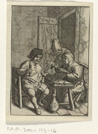 Violinist by a Couple at a Table by Anonymous