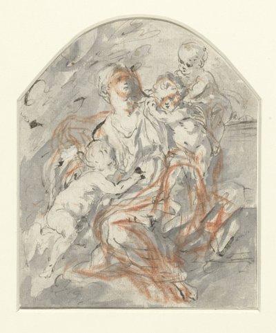Woman (Charity?) with Three Children by Anonymous