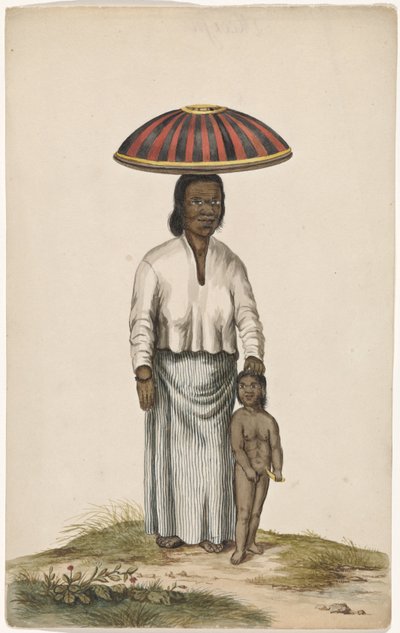 Woman with Child and Food Cover by Anonymous