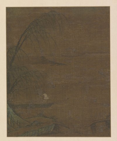 Water Landscape with Fisherman in a Canoe by Anonymous