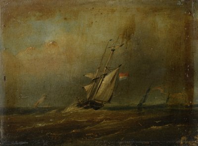 Rough Sea with Sailing Ships by Anonymous