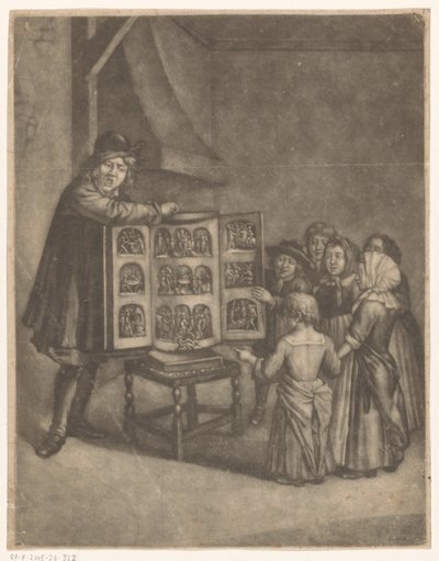 Six Children Around a Peep Show Box by Anonymous