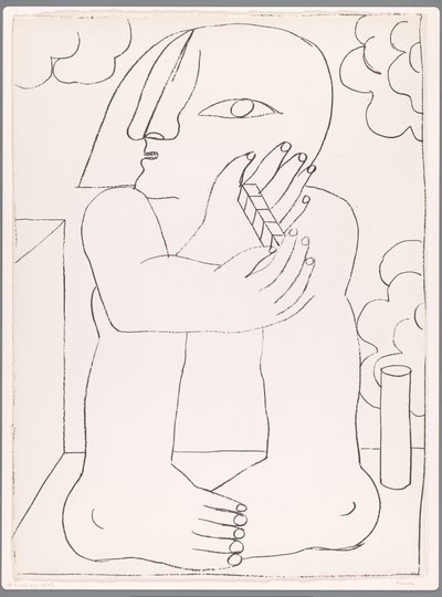 Seated Figure with Row of Five Cubes by Anonymous