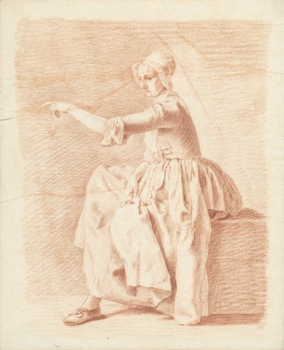 Seated Woman on a Chest, Pointing to the Left by Anonymous