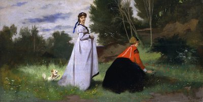 Two ladies in a landscape by Anselm Feuerbach
