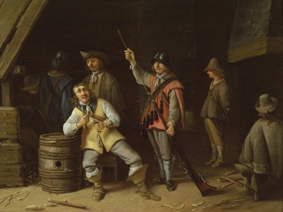 A Soldier Cleaning a Musket by Anthonie Palamedesz