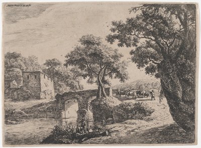 Herd Near a Stone Bridge, 17th century by Anthonie Waterloo