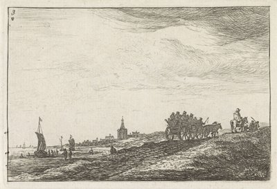 Coastline with Horse and Wagon by Anthonie Waterloo