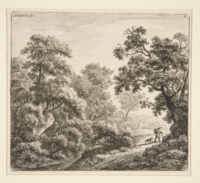 Landscape (The Traveler and His Dog) by Anthonie Waterloo