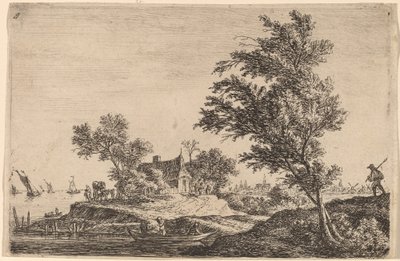 Traveler Passing Two Large Trees by Anthonie Waterloo