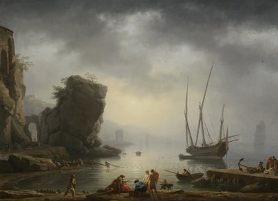 Mediterranean Coastal Scene by Antoine Charles Horace Vernet