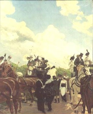 Race-Goers at Longchamps by Antoine Guillaume Minartz