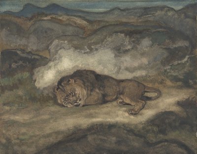 Lion Sleeping, 1810-75 by Antoine Louis Barye