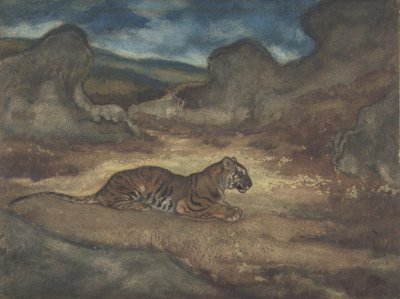 Tiger in Landscape by Antoine Louis Barye