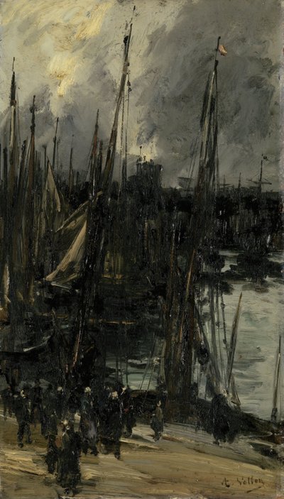 Harbour View in Dunkerque (or Dieppe?) by Antoine Vollon