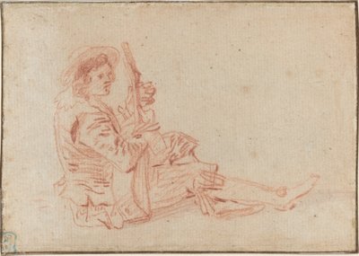 Seated Guitarist (recto) by Antoine Watteau