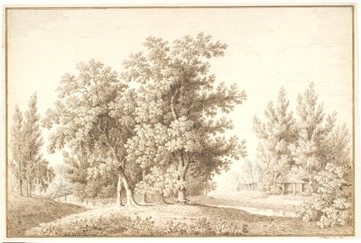 Park with Stream and Small Cottage by Anton Carl Dusch