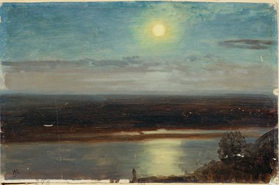 The Danube with the Marchfeld at Night by Anton Hlavacek