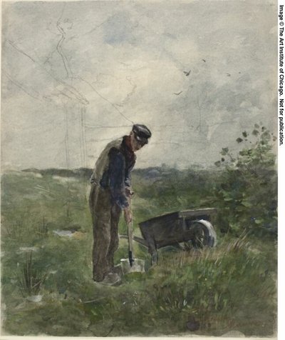 Peasant Plowing by Anton Mauve
