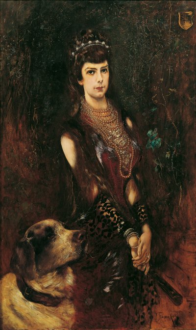 Empress Elisabeth with Saint Bernard Dog by Anton Romako