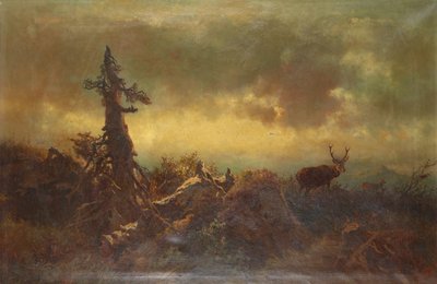 Plateau with Deer by Anton Schrodl