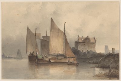 River View with a Sailing Ship by Antonie Waldorp