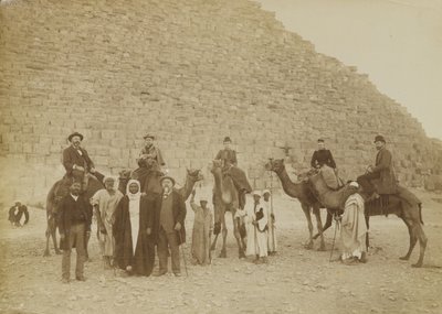 Family of Tourists at Giza, Egypt by Antonio Beato