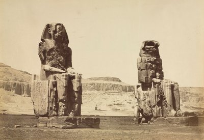 The Colossi of Memnon, Thebes by Antonio Beato