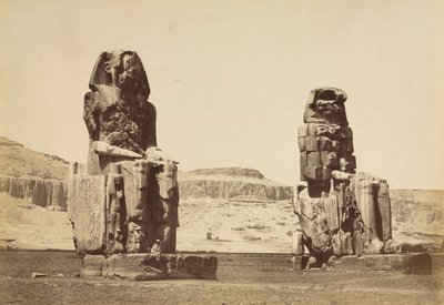 The Colossi of Memnon, Thebes, c. 1860s by Antonio Beato