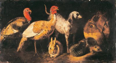 Turkeys, Dog, Hare, and Hedgehog by Antonio Maria Vassallo