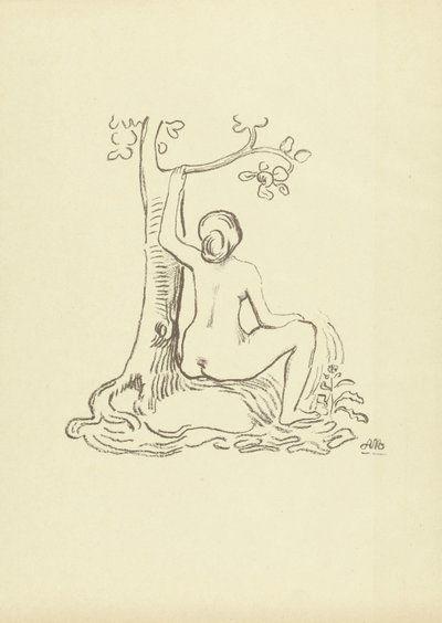 Nude Woman Sitting by Tree (Study) by Aristide Maillol