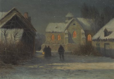 Midnight Mass, Christmas Night in Bertincourt, Champagne by Armand Guery