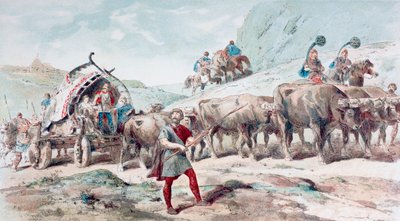 Nervian Cart Drawn by Oxen by Armand Jean Heins