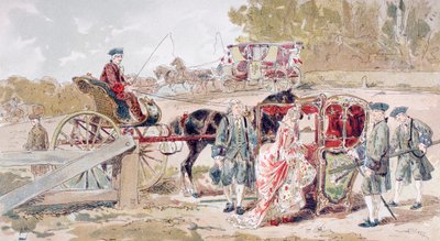 Rich Lady entering a Sedan Chair by Armand Jean Heins
