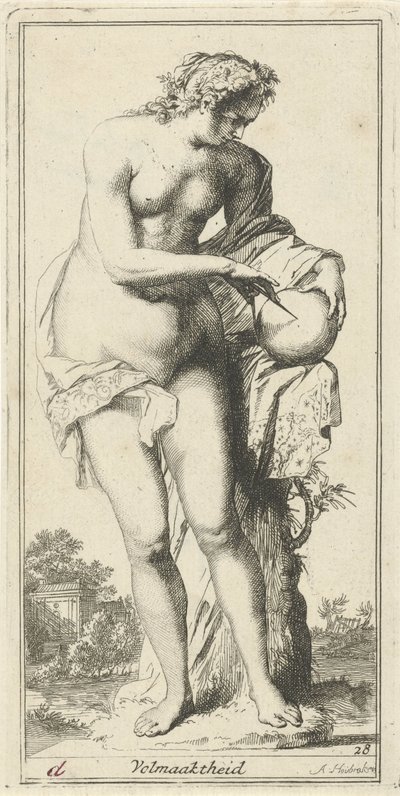 Personification of Perfection (title on object) Een-en-veertigh stuks, verscheydene Sinnebeelden (series title) by Arnold Houbraken
