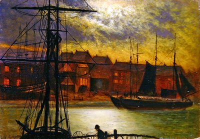 Boats in Whitby Harbour by Arthur Grimshaw