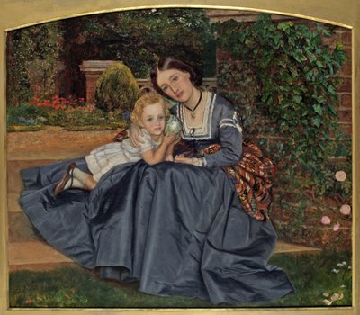 Mother and Child Seated in Garden by Arthur Hughes