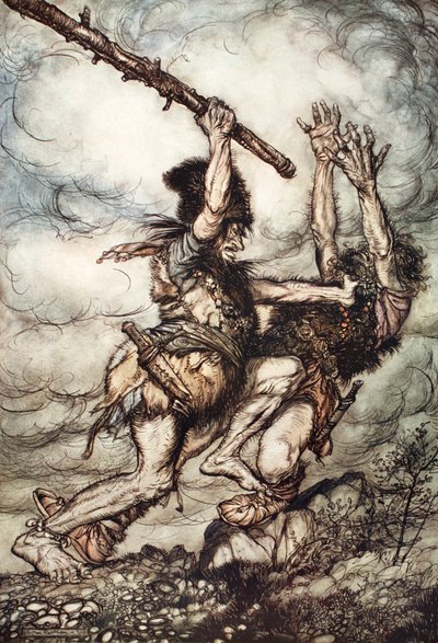 Fafner Kills Fasolt by Arthur Rackham
