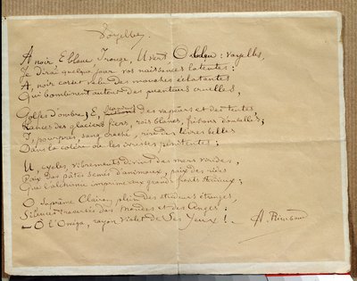 Manuscript of Arthur Rimbaud