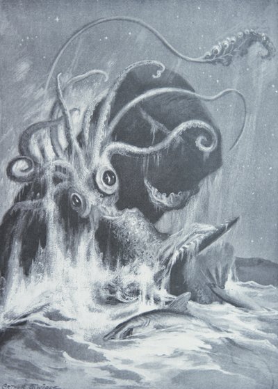 The Kraken vs. Sperm Whales by Arthur Twidle