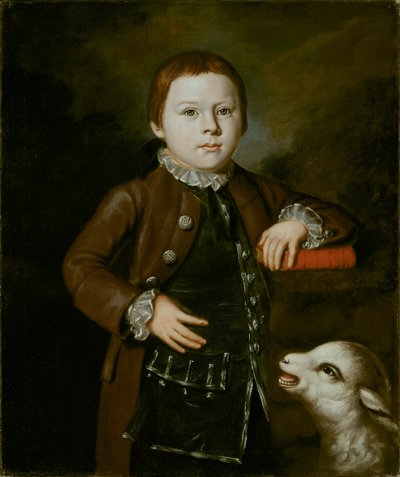 Boy of Hallett Family with Lamb by Artist Unknown