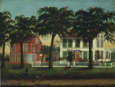 Houses on the Fox River, Illinois by Artist Unknown