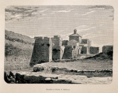 Palma de Majorca. Walls. Engraving by Artist Unknown