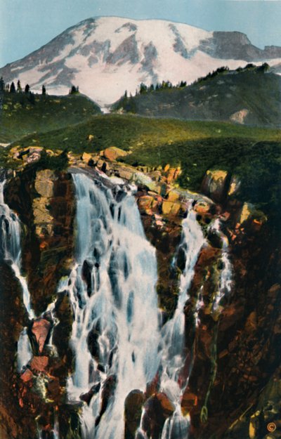 Myrtle Falls and Mount Rainier, c1916 by Asahel Curtis