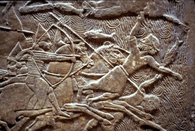Ashurbanipal at the Battle of Til-Tuba, 650-620 BC by Assyrian
