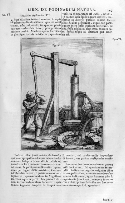 Hand Hydraulic Water Pump, 1678 by Athanasius Kircher
