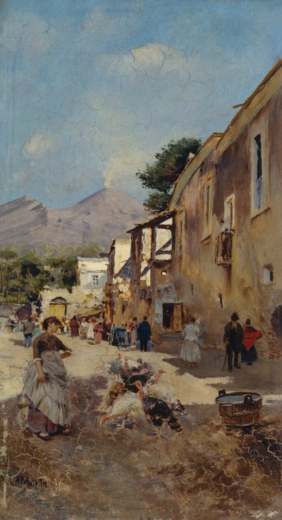 Woman with Turkeys by Attillo Pratella